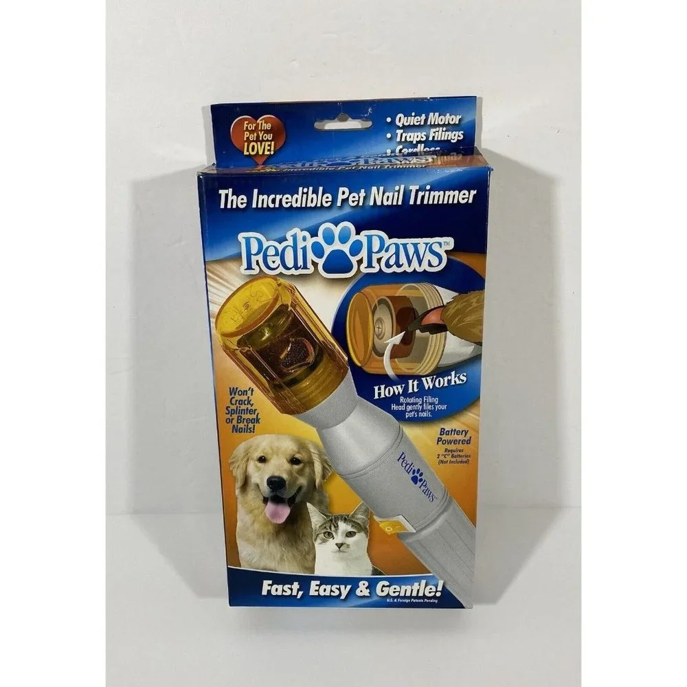 Pedi Paws Pet Nail Trimmer Grooming Tool Dogs Cats Pet PediPaws Battery Grinder